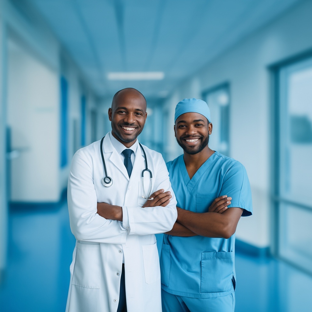 A caring doctor at Kagio Hospital consulting with a patient